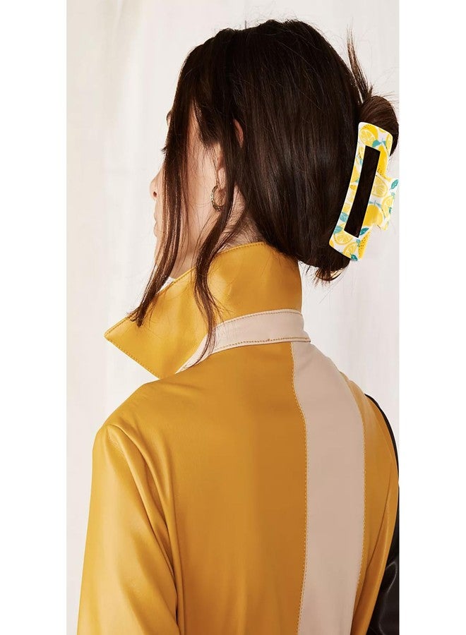 Hapdoo 3pcs Square Lemon Print Hair Clips, Hapdoo Yellow Fruit Hair Clips Lemon Hair Accessories, Fun Hair Decorative Claw Clip for Women Girls - Image 5